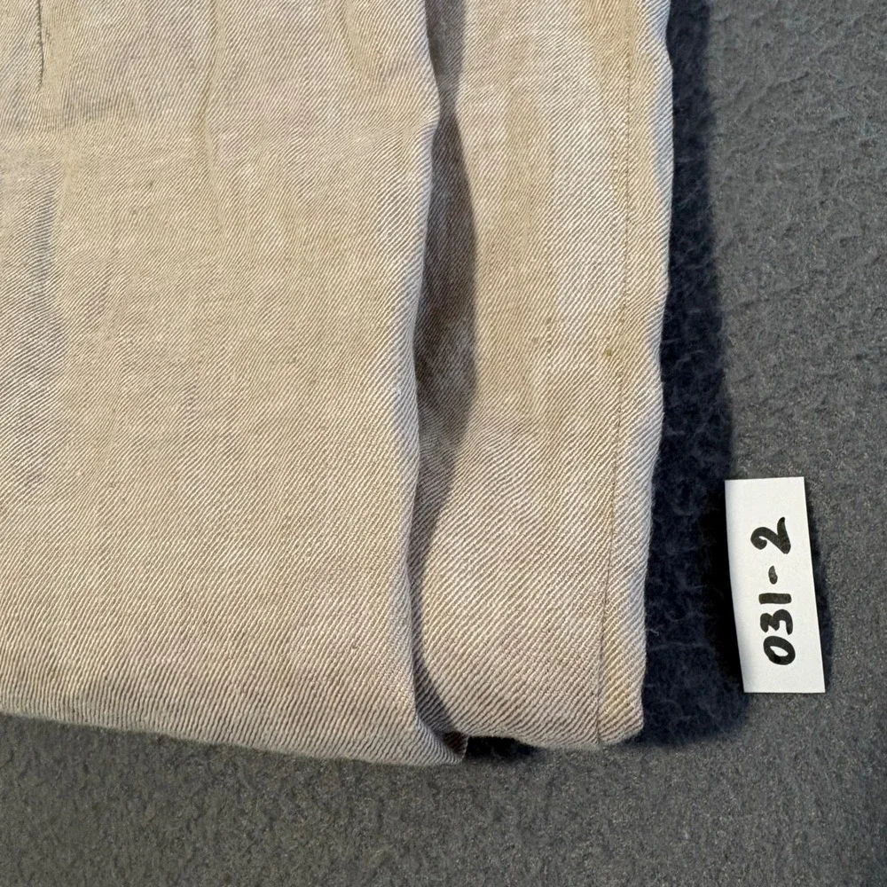 Theory Terena Terra Wash Pants Womens 4 Beige Linen Blend Wide Leg H0503216 FLAW